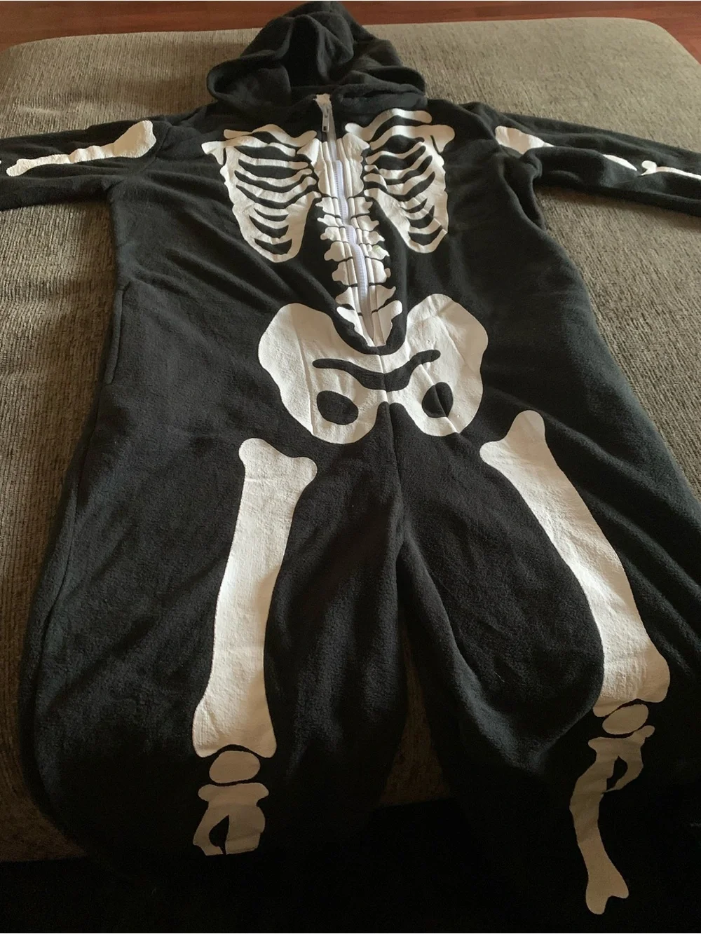Kids Black Skeleton Onesie with White Bone Print